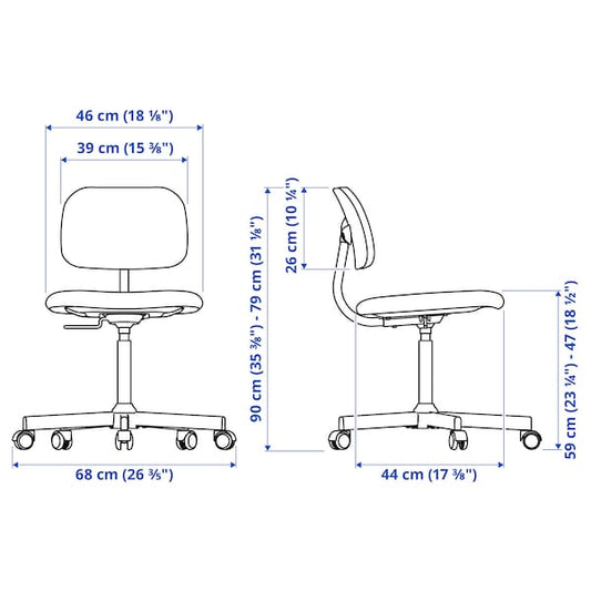 Ikea BLECKBERGET - Swivel chair, Klovsta white/grey