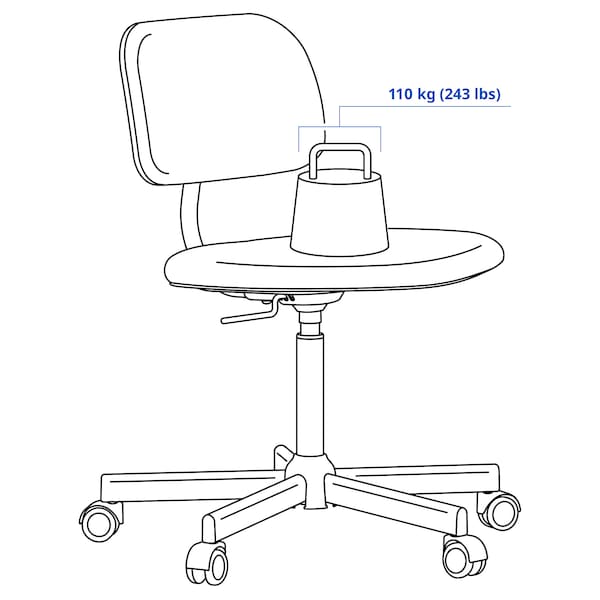 BLECKBERGET swivel chair, Klovsta white/grey, 68 cm
