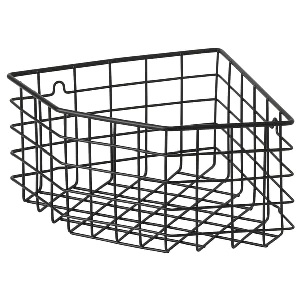 BLECKSJÖN corner basket, black, 28x21x12 cm