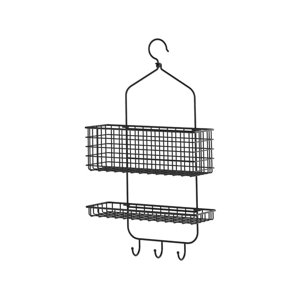 BLECKSJÖN shower hanger, two tiers, black, 31x56 cm