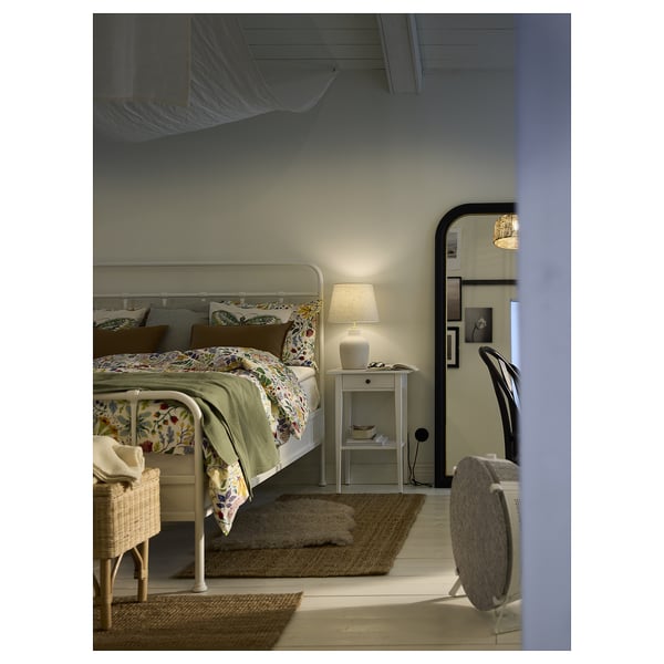 BLIDVÄDER table lamp, off-white ceramic/beige, 50 cm