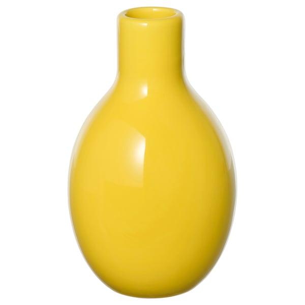 BLODBJÖRK vase, yellow, 16 cm
