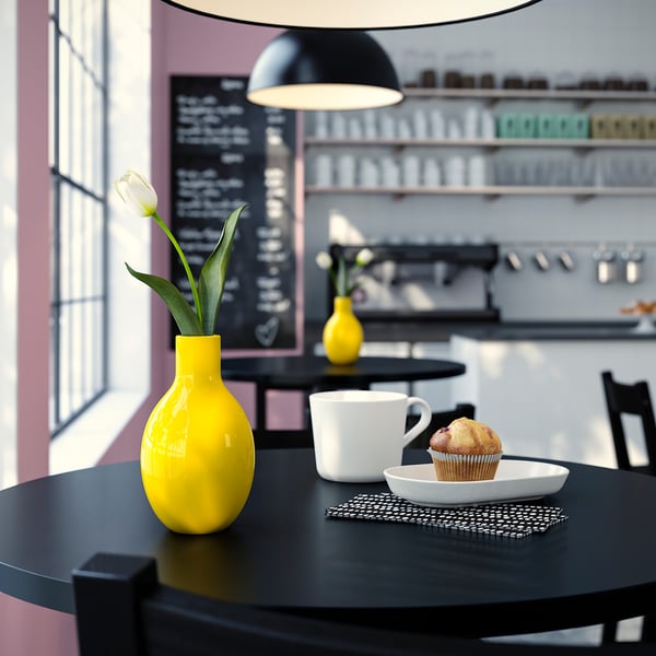 BLODBJÖRK vase, yellow, 16 cm