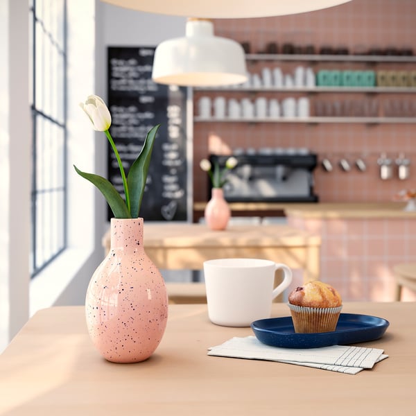 BLODBJÖRK vase, pale pink/blue, 16 cm