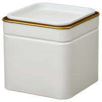 BLOMNING tin with lid, off-white for coffee/tea, 10x10x10 cm