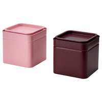 BLOMNING tin with lid, brown-red/pink for coffee/tea, 10x10x10 cm, 2 pack