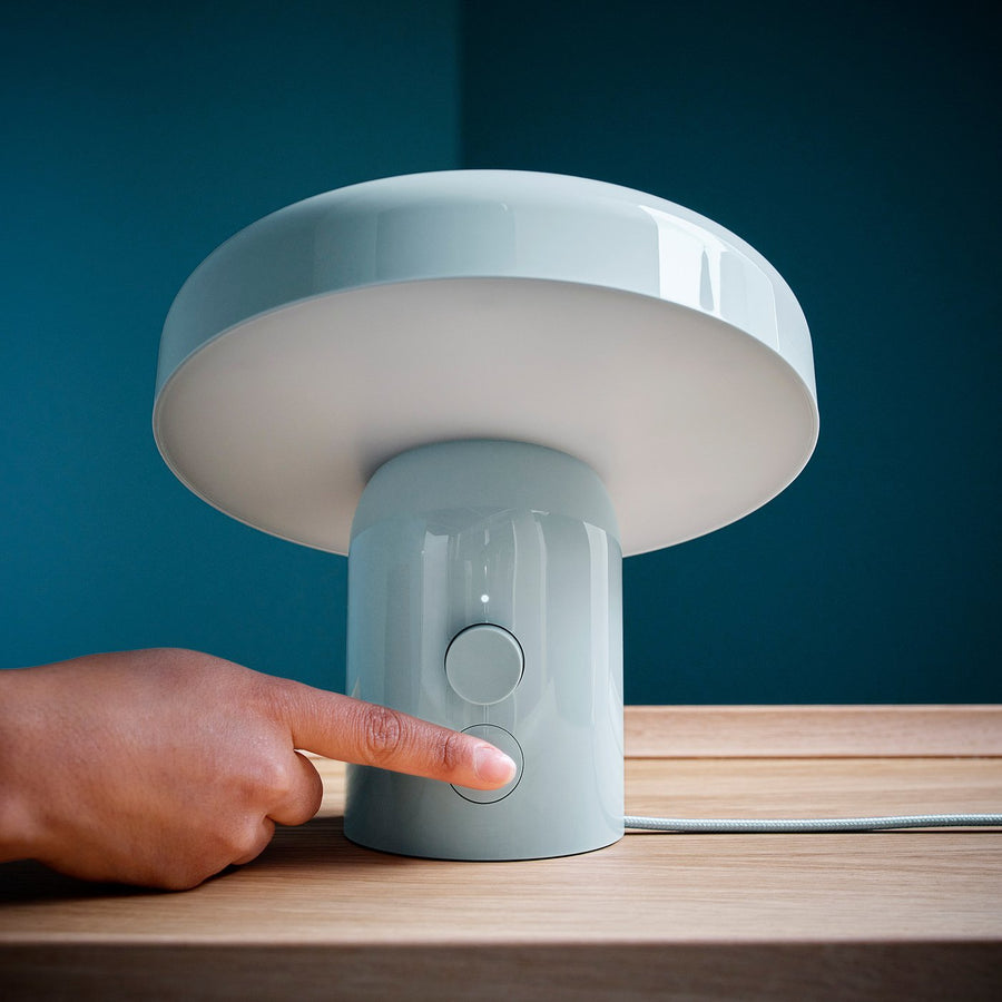 BLOMPRAKT Bluetooth speaker lamp, light blue, 22x22.4x20.6 cm