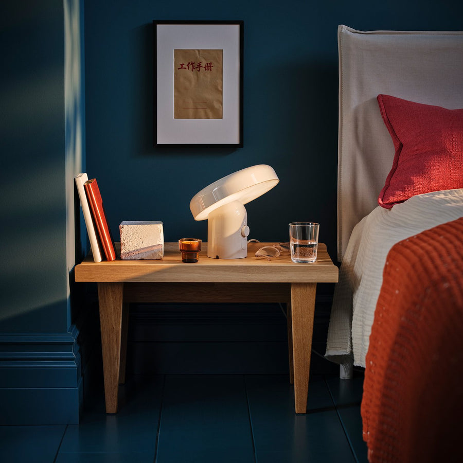 BLOMPRAKT Bluetooth speaker lamp, beige, 22x22.4x20.6 cm