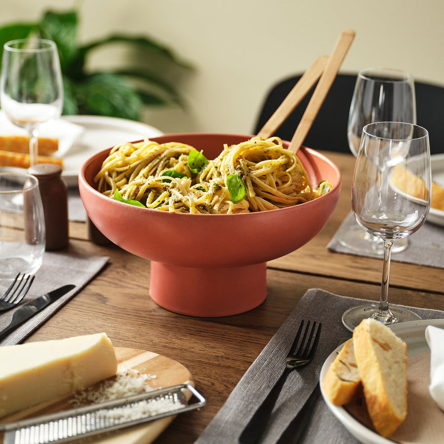 BLOMVECKLARE serving bowl, red-brown, 26 cm