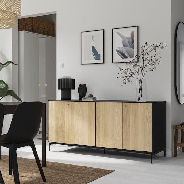 Ikea BOASTAD - Sideboard, black/oak veneer, 161x52x75 cm