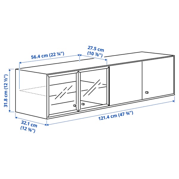 BOASTAD wall shelf, black/oak veneer, 121x32x32 cm
