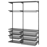 BOAXEL wardrobe combination, anthracite/metal, 145x40x201 cm