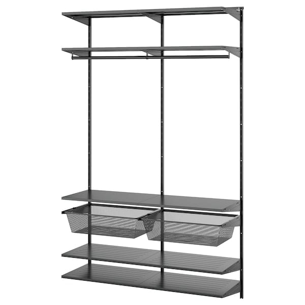 Ikea BOAXEL - Wardrobe combination, anthracite/metal, 125x40x201 cm