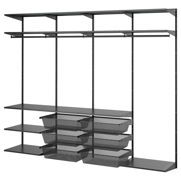 Ikea BOAXEL - Wardrobe combination, anthracite/metal, 250x40x201 cm