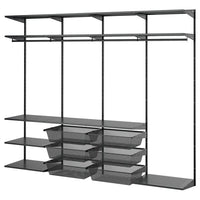 BOAXEL wardrobe combination, anthracite/metal, 245x40x201 cm
