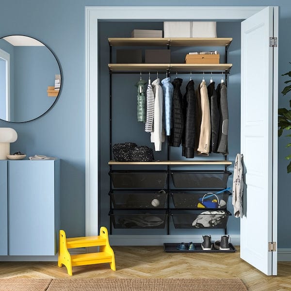 Ikea BOAXEL - Wardrobe combination, anthracite/oak, 125x40x201 cm