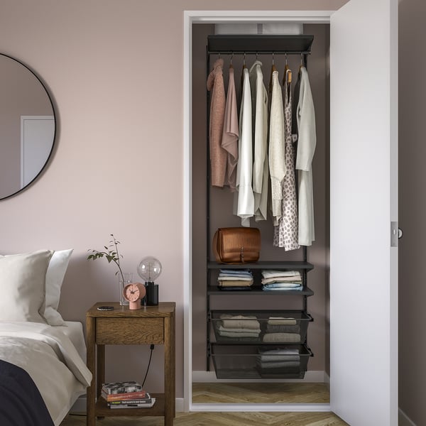 BOAXEL wardrobe combination, anthracite, 62x40x201 cm