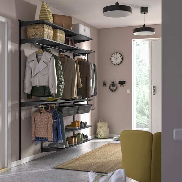 BOAXEL wardrobe combination, anthracite, 187x40x201 cm