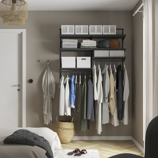 BOAXEL wardrobe combination, anthracite, 125x40x101 cm