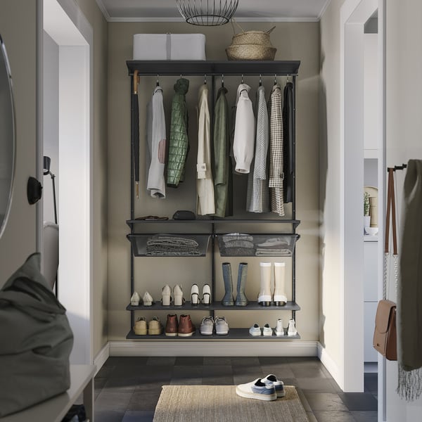 BOAXEL wardrobe combination, anthracite, 125x40x201 cm