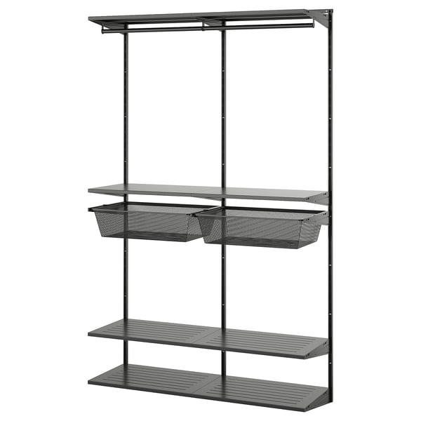 BOAXEL wardrobe combination, anthracite, 125x40x201 cm