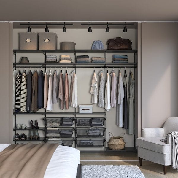 Ikea BOAXEL - Wardrobe combination, anthracite, 250x40x201 cm