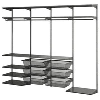 BOAXEL wardrobe combination, anthracite, 245x40x201 cm