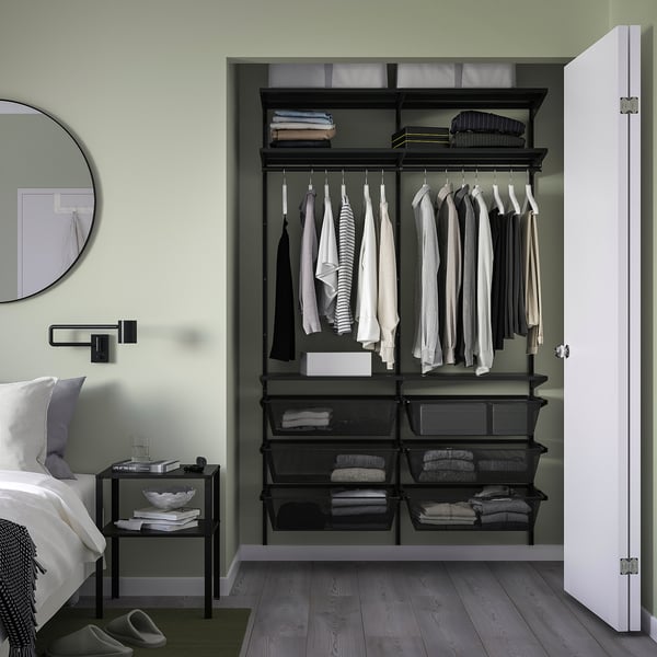 BOAXEL wardrobe combination, anthracite, 125x40x201 cm
