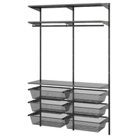 BOAXEL wardrobe combination, anthracite, 125x40x201 cm
