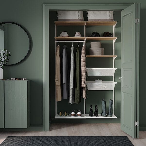 Ikea BOAXEL - Wardrobe combination, white/oak, 125x40x201 cm