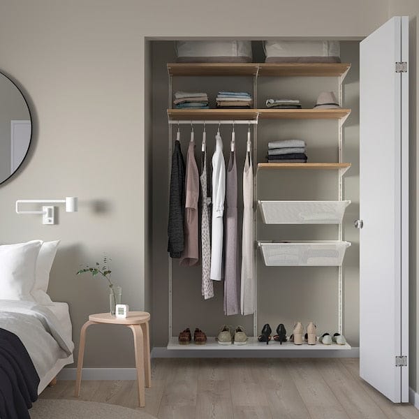 Ikea BOAXEL - Wardrobe combination, white/oak, 125x40x201 cm