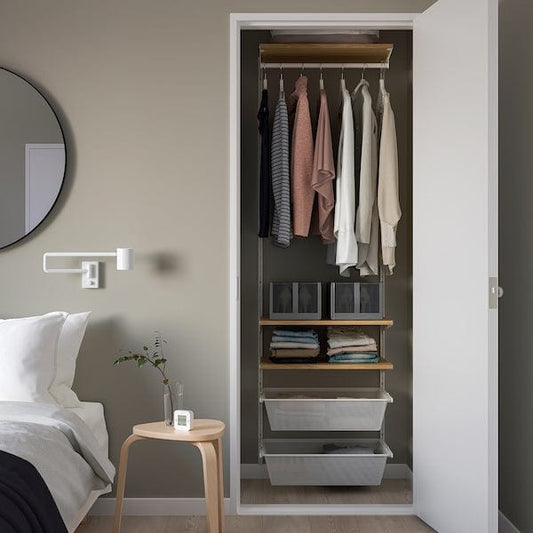 Ikea BOAXEL - Wardrobe combination, white/oak, 62x40x201 cm