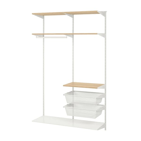 Ikea BOAXEL - Wardrobe combination, white/oak, 125x40x201 cm