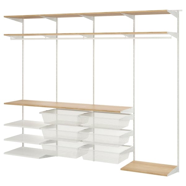 Ikea BOAXEL - Wardrobe combination, white/oak, 250x40x201 cm