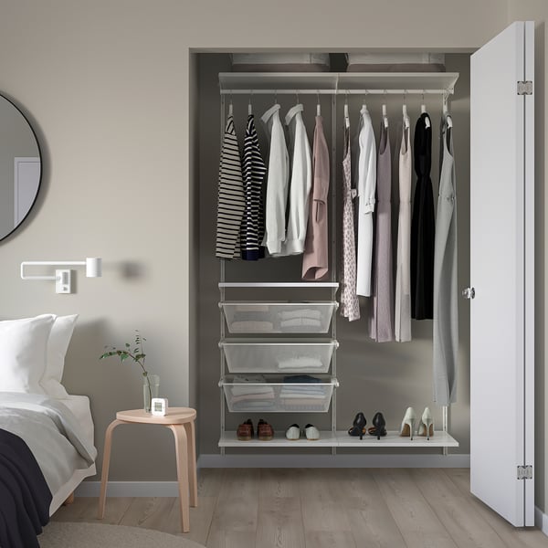 BOAXEL wardrobe combination, white, 125x40x201 cm