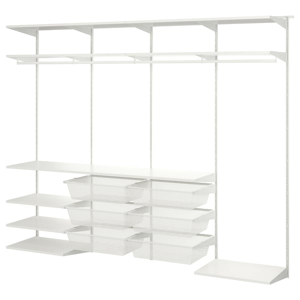 BOAXEL wardrobe combination, white, 245x40x201 cm