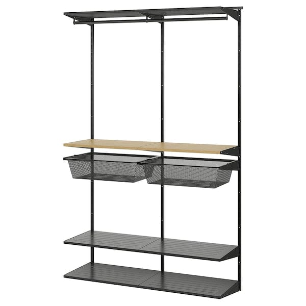 Ikea BOAXEL - Wardrobe combination, anthracite/oak, 125x40x201 cm