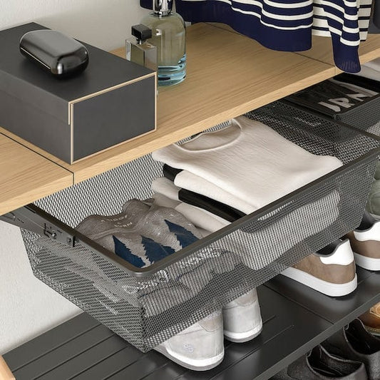 Ikea BOAXEL - Wardrobe combination, anthracite/oak, 187x40x201 cm