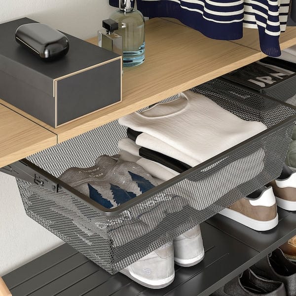 Ikea BOAXEL - Wardrobe combination, anthracite/oak, 187x40x201 cm