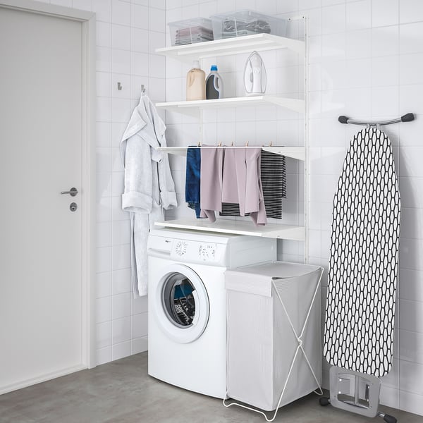 BOAXEL laundry combination, white/metal, 82x40x201 cm