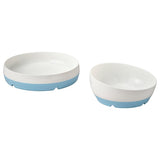 BÖRJA plate/bowl, white/blue
