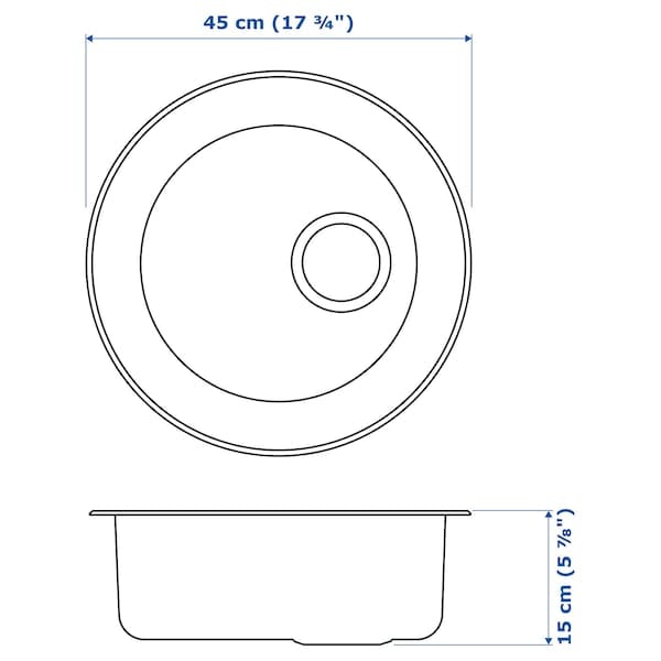 Ikea BOHOLMEN - Built-in 1-bowl sink, stainless steel, 45 cm