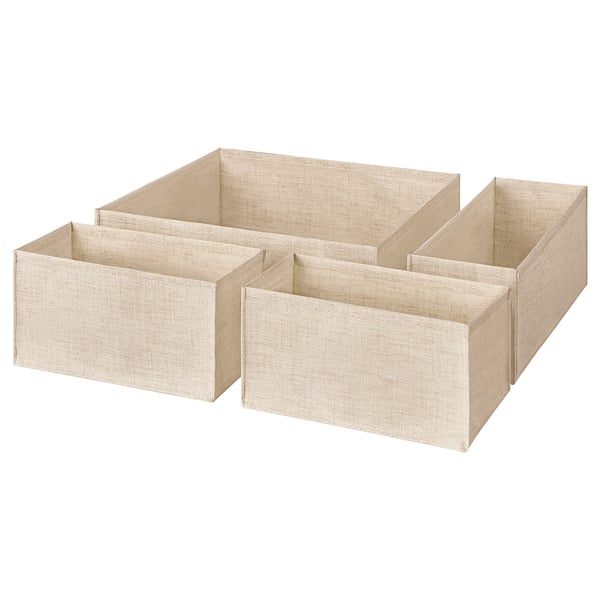 BOLLÖSUND drawer organisers, set of 4, beige