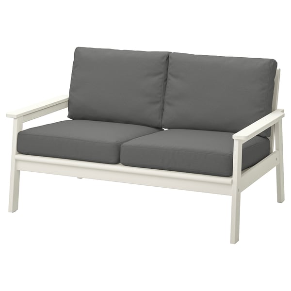 BONDHOLMEN 2-seat sofa, outdoor, white/beige/Frösön/Duvholmen dark grey, 139x88x81 cm