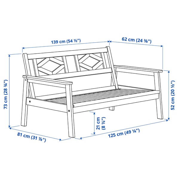BONDHOLMEN 2-seat sofa, outdoor, white/beige, 139x81x73 cm