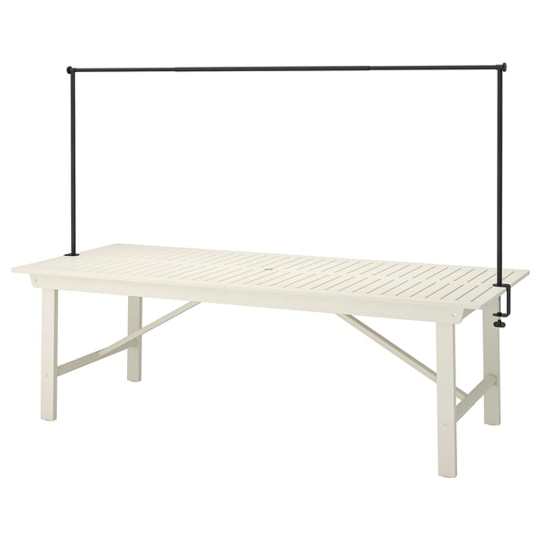 BONDHOLMEN / HELGEÖ table with decorating rod, outdoor white/beige/black, 235 cm