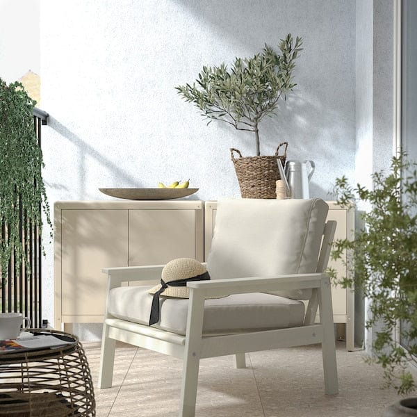 Ikea BONDHOLMEN - Poltrona da giardino, bianco/beige/Frösön/Duvholmen beige