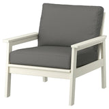 BONDHOLMEN armchair, outdoor, white/beige/Frösön/Duvholmen dark grey, 77x78x81 cm