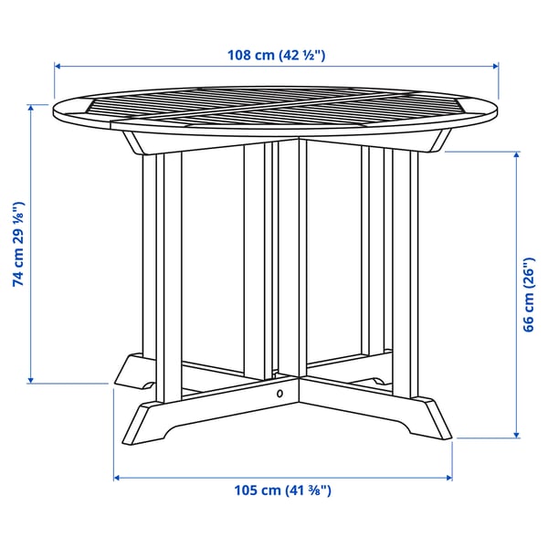 BONDHOLMEN table, outdoor, white/beige, 108 cm