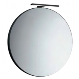 ROUND BRUSHED NICKEL BATHROOM MIRROR WITH LAMP D 56 CM